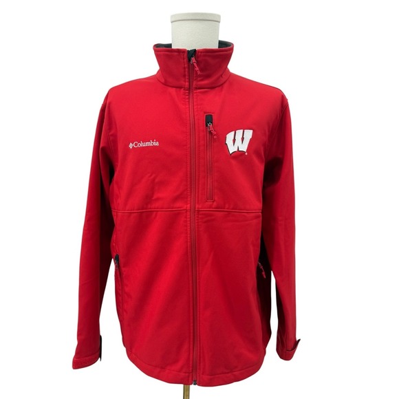 Columbia Other - Columbia‎ Wisconsin Badgers NCAA Jacket Men XL Red Softshell Zip Up Fleece Lined